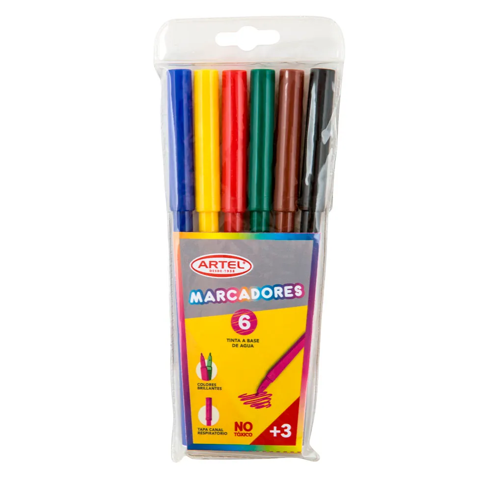 [kit-1442] Caja 24 unidades Marcadores punta fina 6 colores - Artel