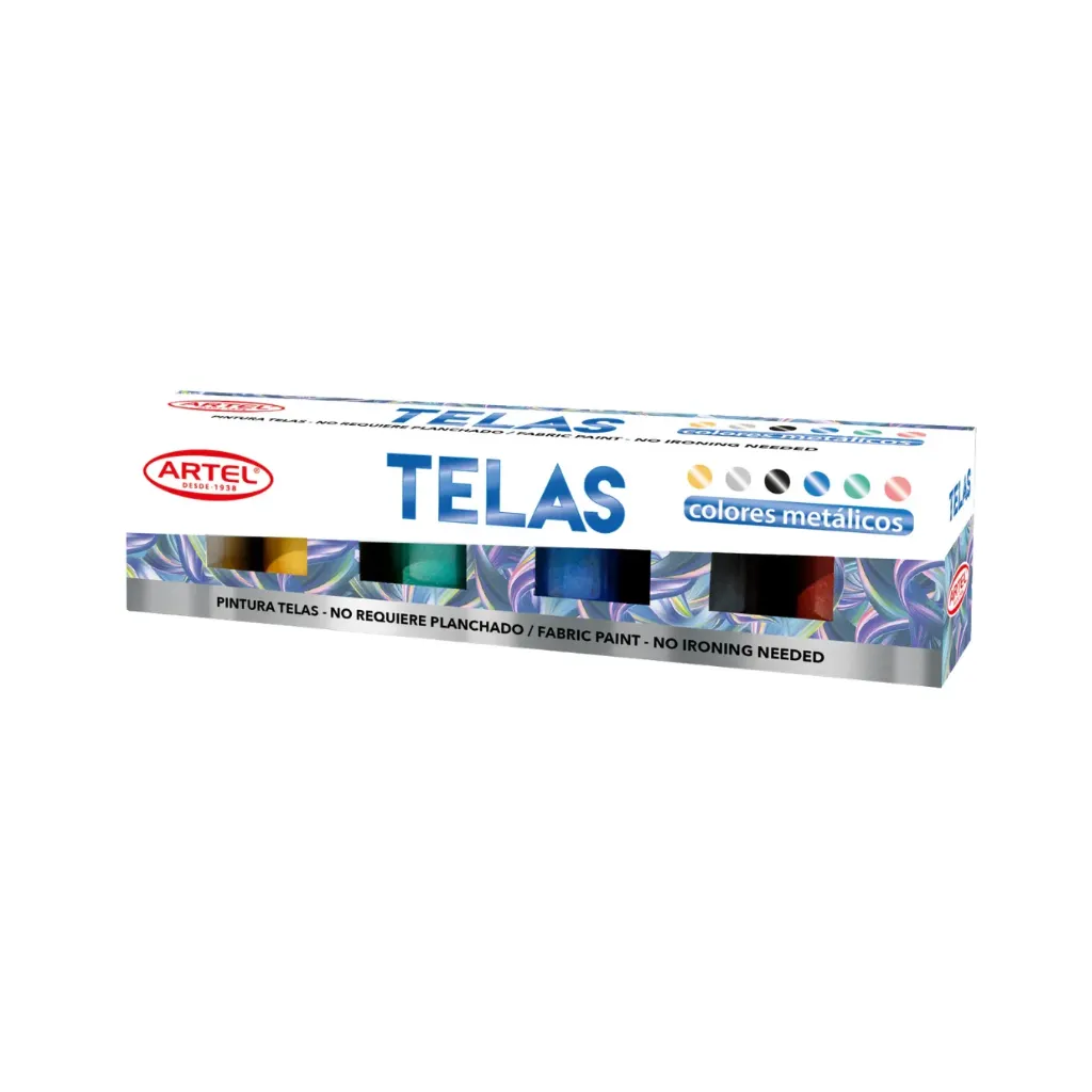[kit-4130] Caja 18 unidades Pintura tela metálica 6 colores - Artel