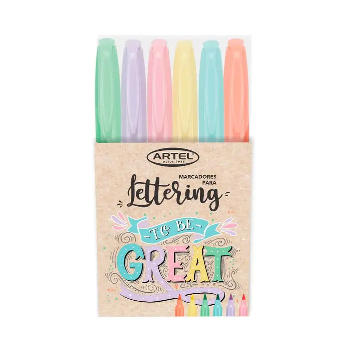 [kit-2871] Caja 12 unidades Set 6 Lettering colores pastel - Artel