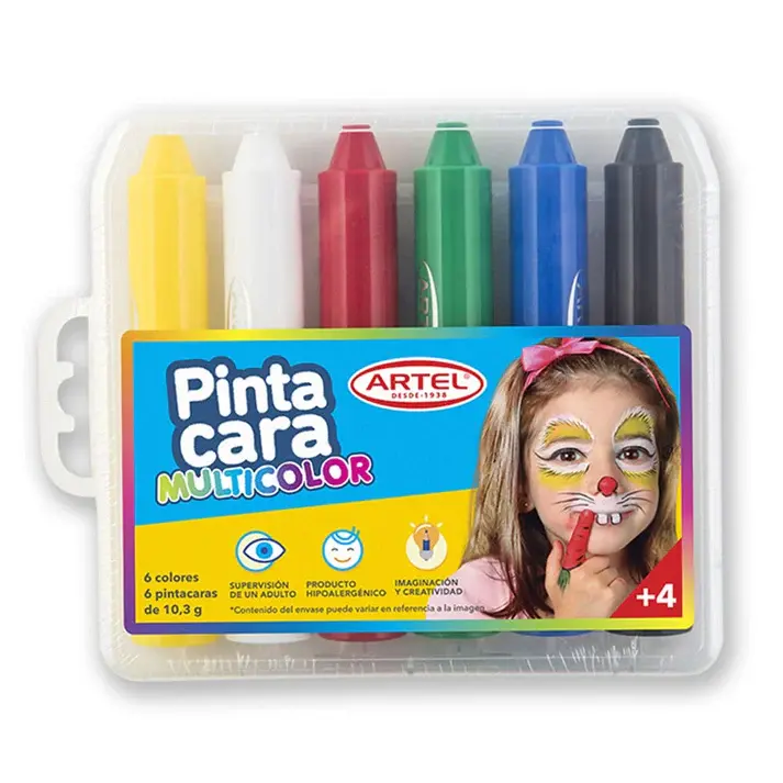 Caja 12 unidades set 6 pinta cara colores - Artel