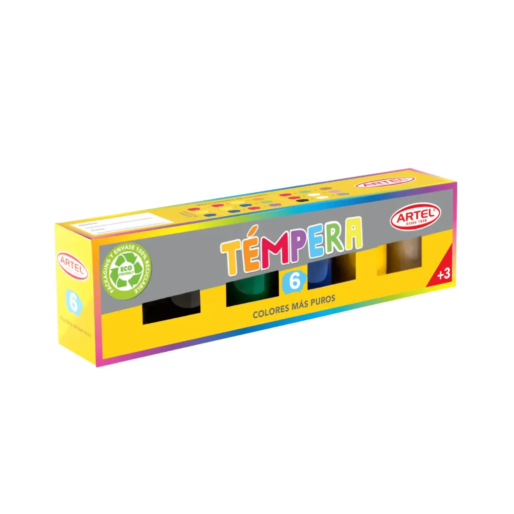 [kit-467] Caja 24 unidades Témpera 6 colores - Artel