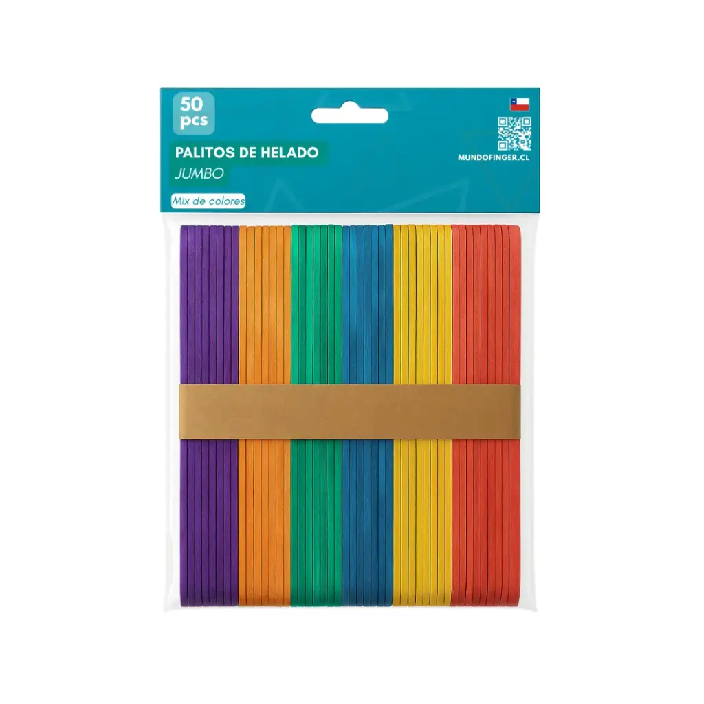 Caja 100 unidades set 50 palos de helado colores jumbo - Finger / AA3176
