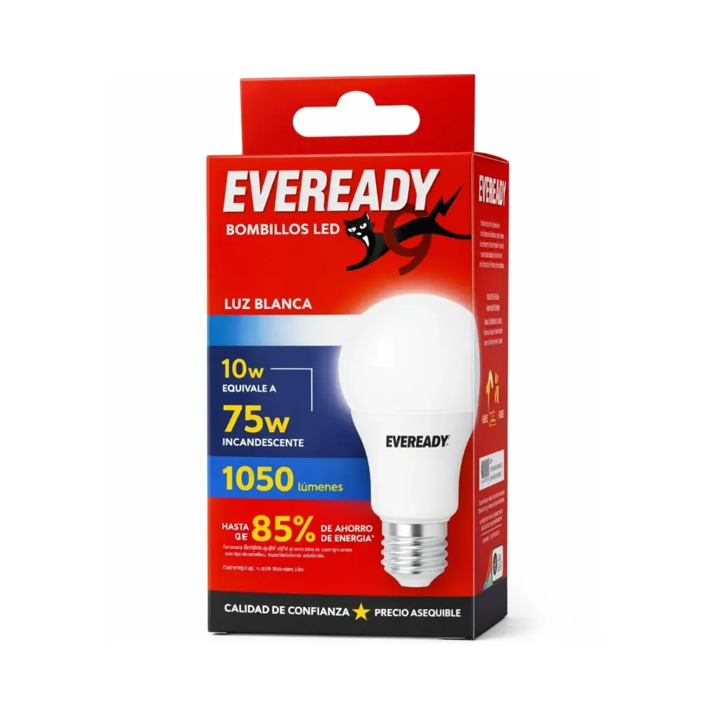 [kit-4128] Caja 40 unidades Ampolleta led 10W/75 luz blanca (fría) - Eveready