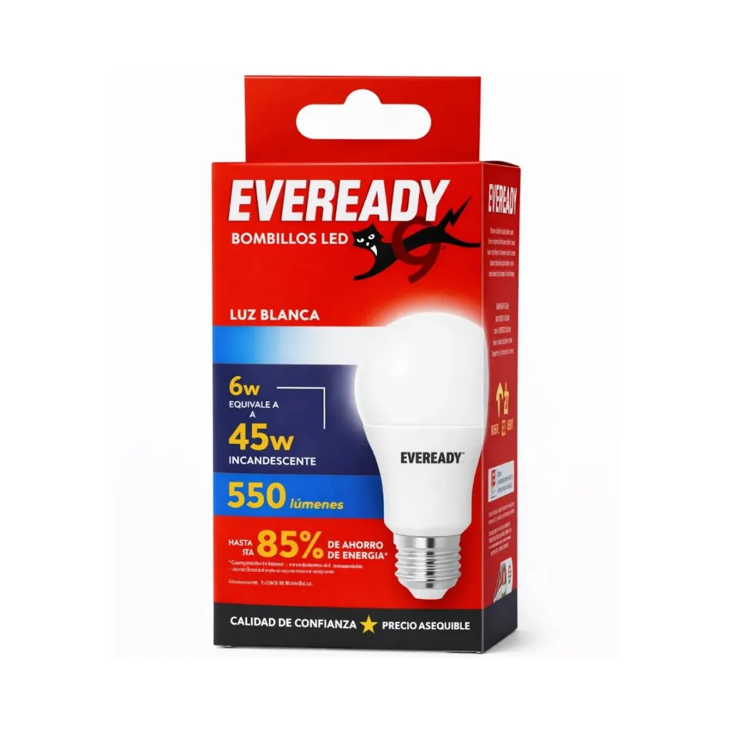 Caja 40 unidades Ampolleta led 6W/45 luz blanca (fría) - Eveready