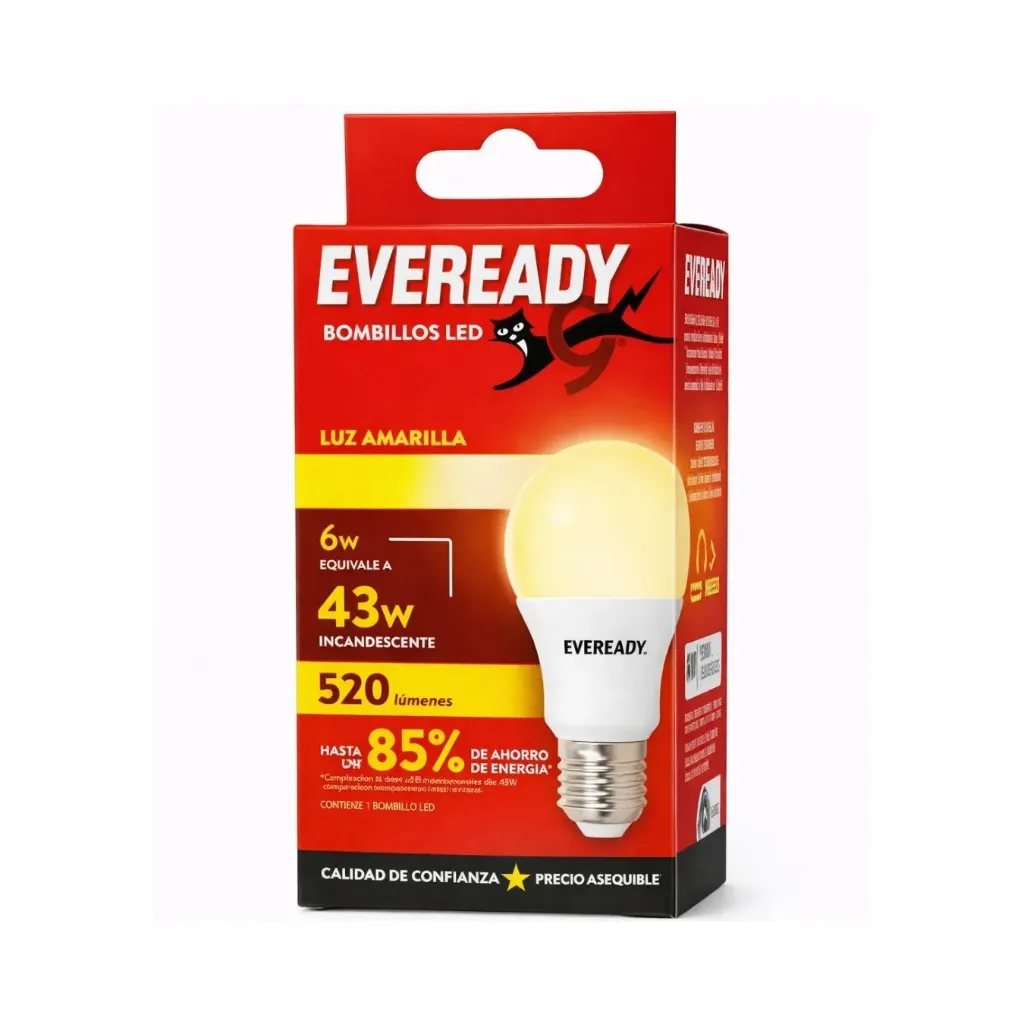 [kit-4125] Caja 40 unidades Ampolleta luz amarilla (cálida) 6W/43 - Eveready