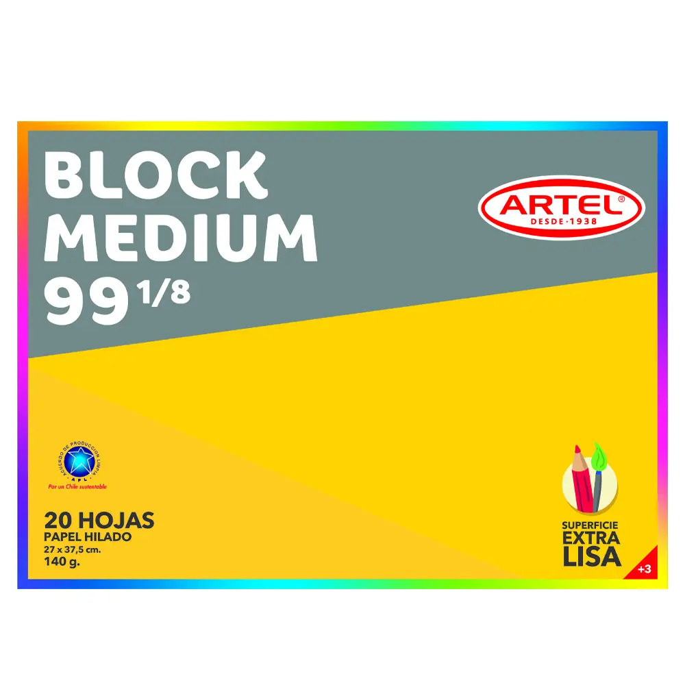 [kit-3115] Caja 15 unidades Block dibujo Nº-99 1/8 D faz PP 9 20 hojas - Artel