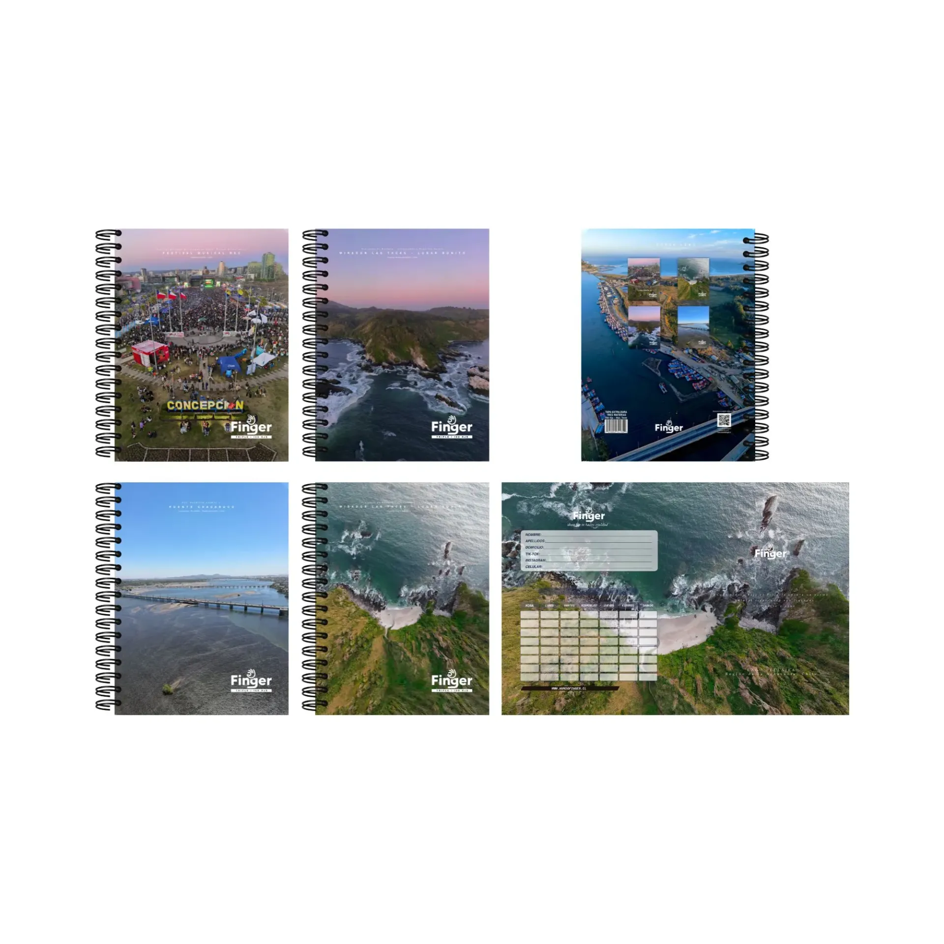Pack 4 unidades Cuaderno triple universitario 3 materias - Finger