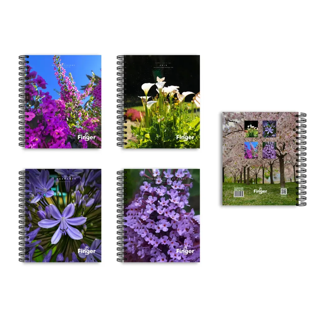 [kit-4973-flores] Pack 10 unidades Cuaderno universitario 7mm 100 hojas - Finger (flores)