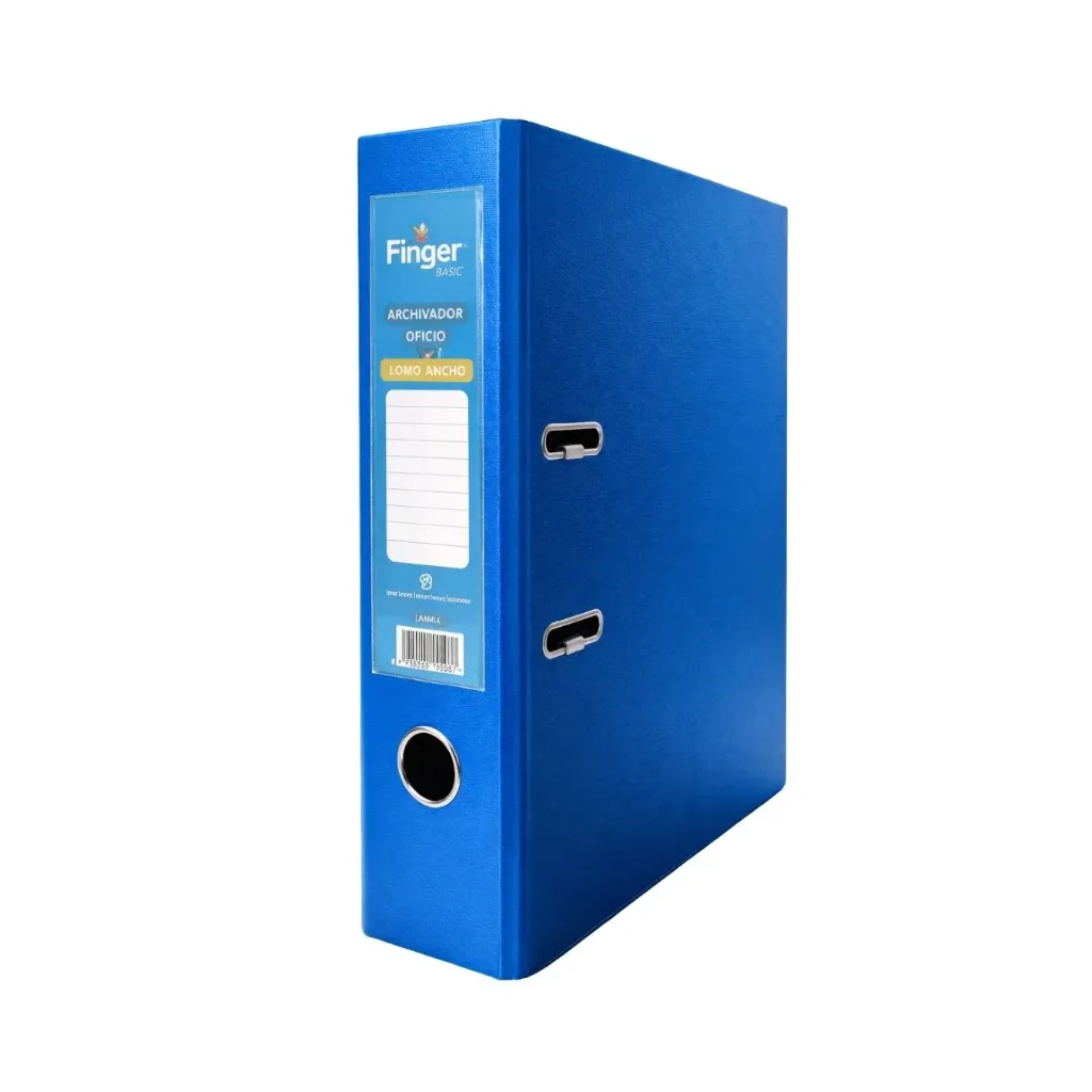 Pack 10 unidades Archivador oficio lomo ancho azul  - Finger / AA3714-2