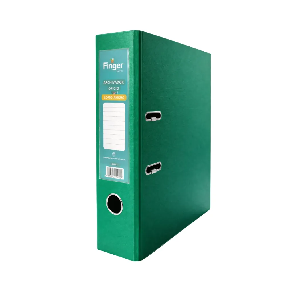 [kit-5054] Pack 10 unidades Archivador oficio lomo ancho verde - Finger / AA3714-4