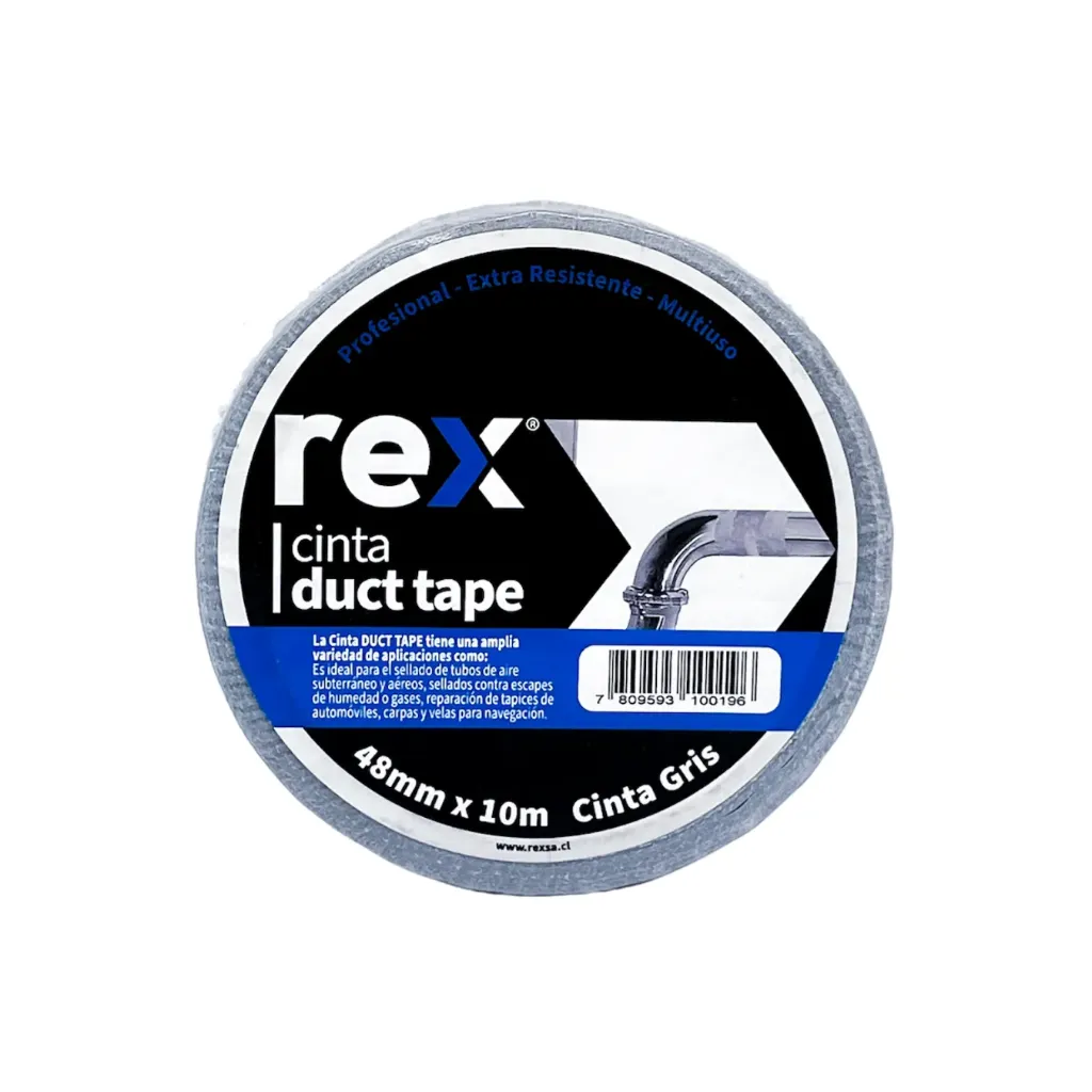 [kit-4192] Caja 24 unidades Cinta duct tape gris 48mm 10mts - Rex / 30471