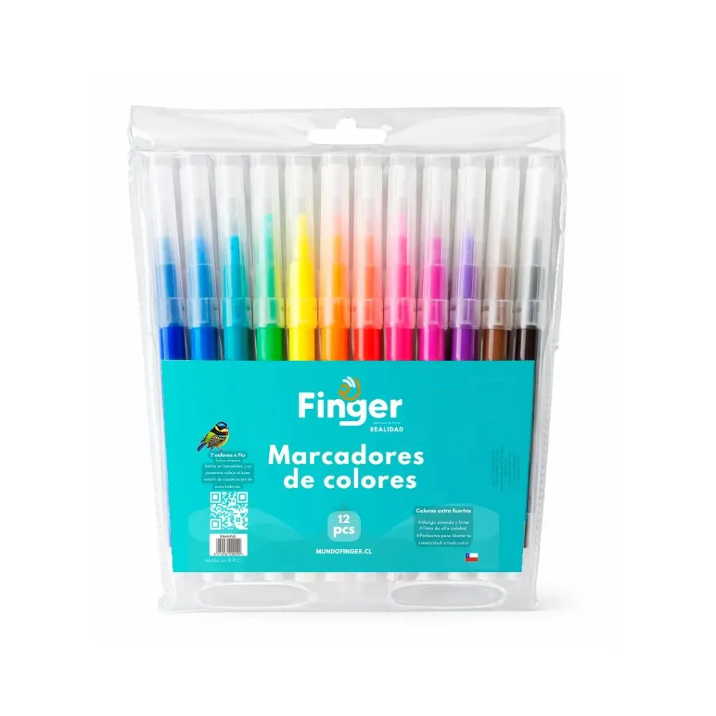 [kit-4999] Caja 12 unidades Marcadores punta fina 12 colores - Finger / AA6137
