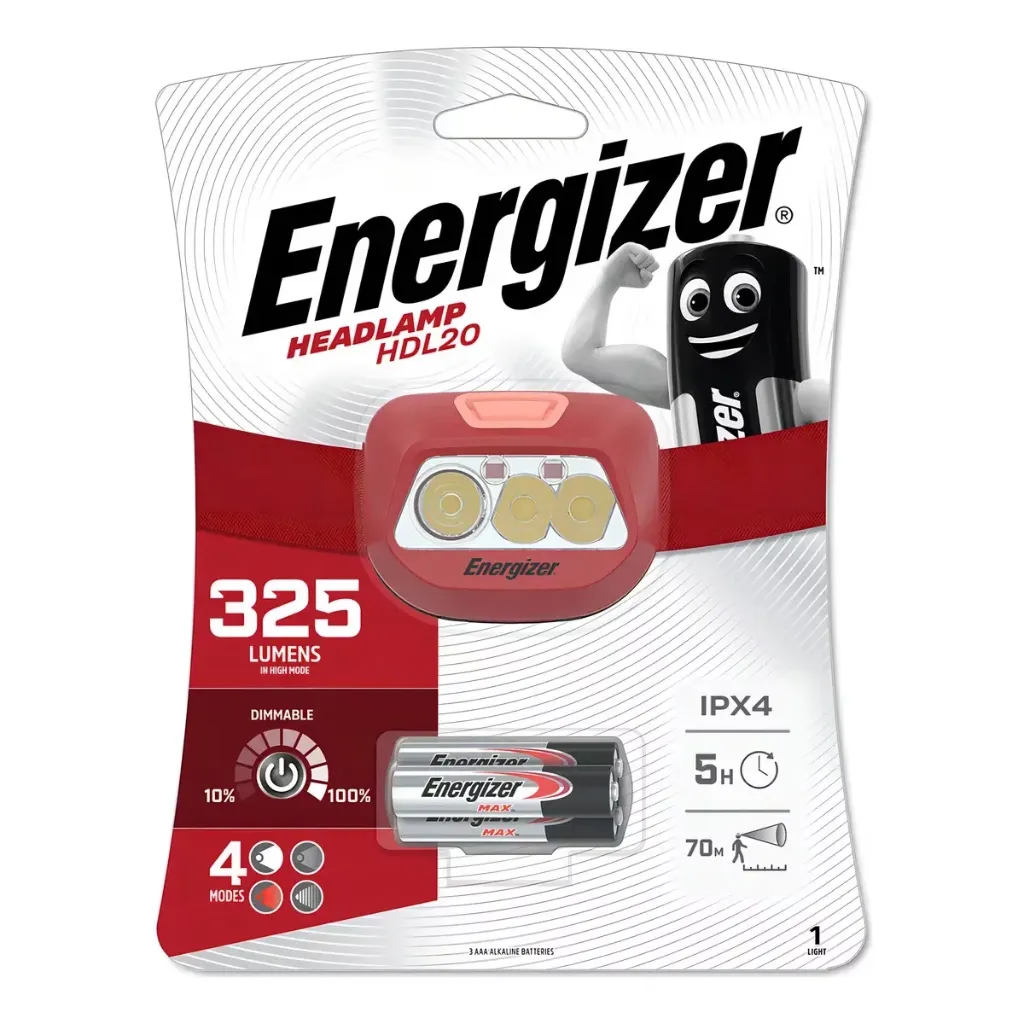 [kit-5048] Caja 4 unidades Linterna cabeza headlamp 325 lúmenes - Energizer / HDL20