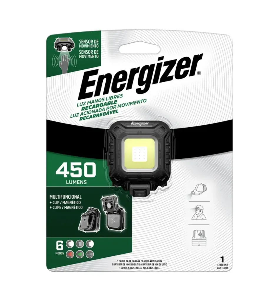 Caja 4 unidades linterna de cabeza recargable 450 lúmenes - Energizer / E304308600