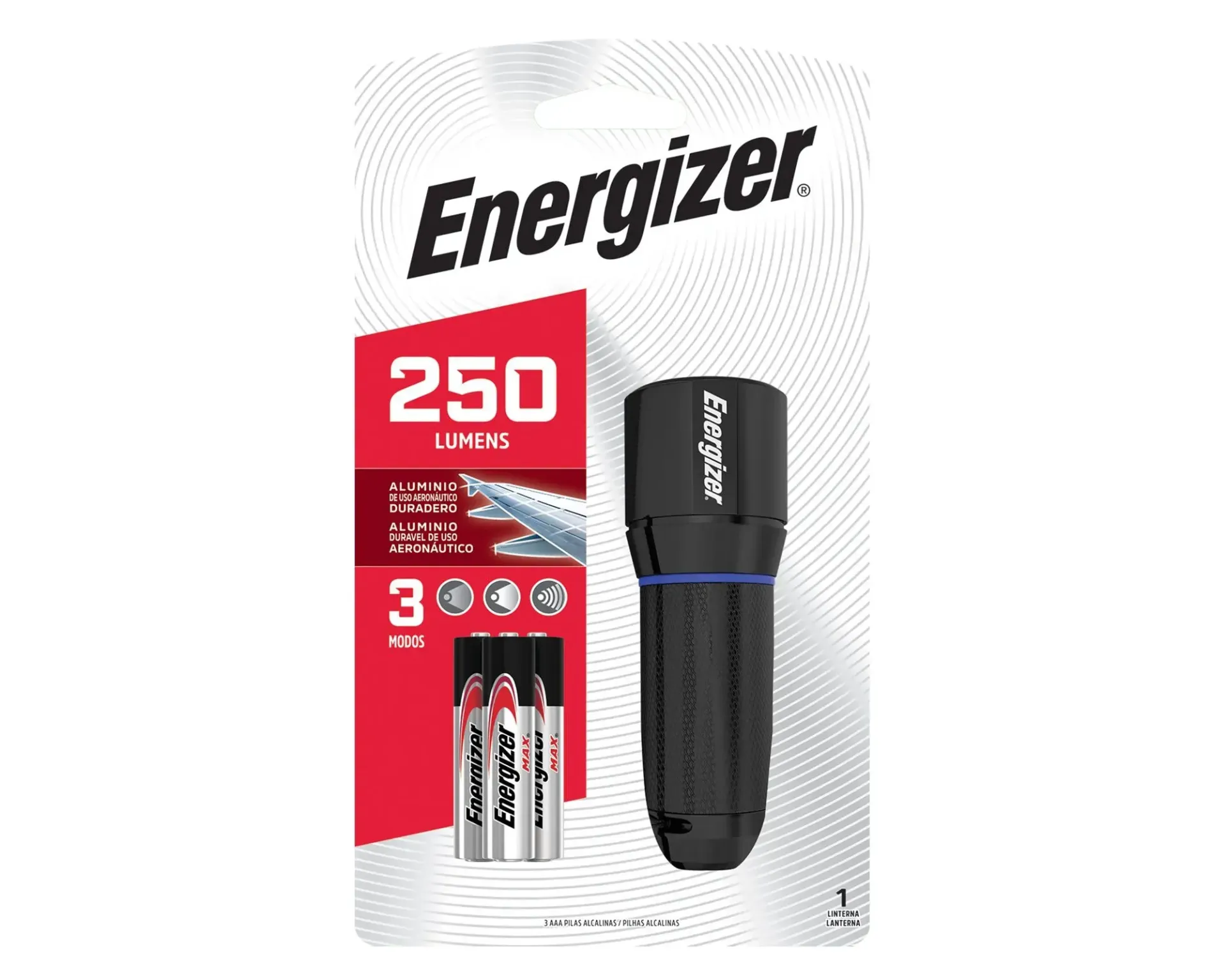 Caja 4 unidades linterna metal aeronáutico 250 lúmenes - Energizer
