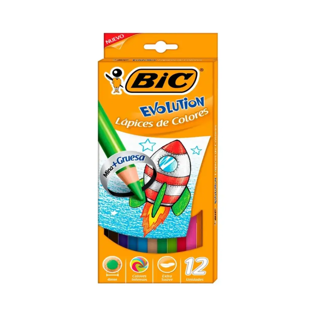 Caja 6 unidades 12 lápices de colores evolution 4mm - Bic