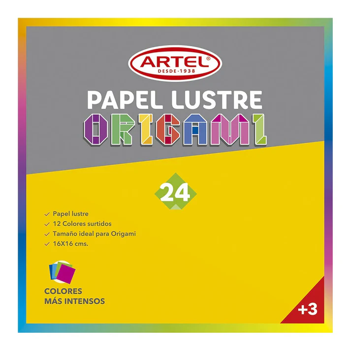 [kit-1860] Caja 45 unidades Papel lustrito block 24 hojas 16x16cm - Artel