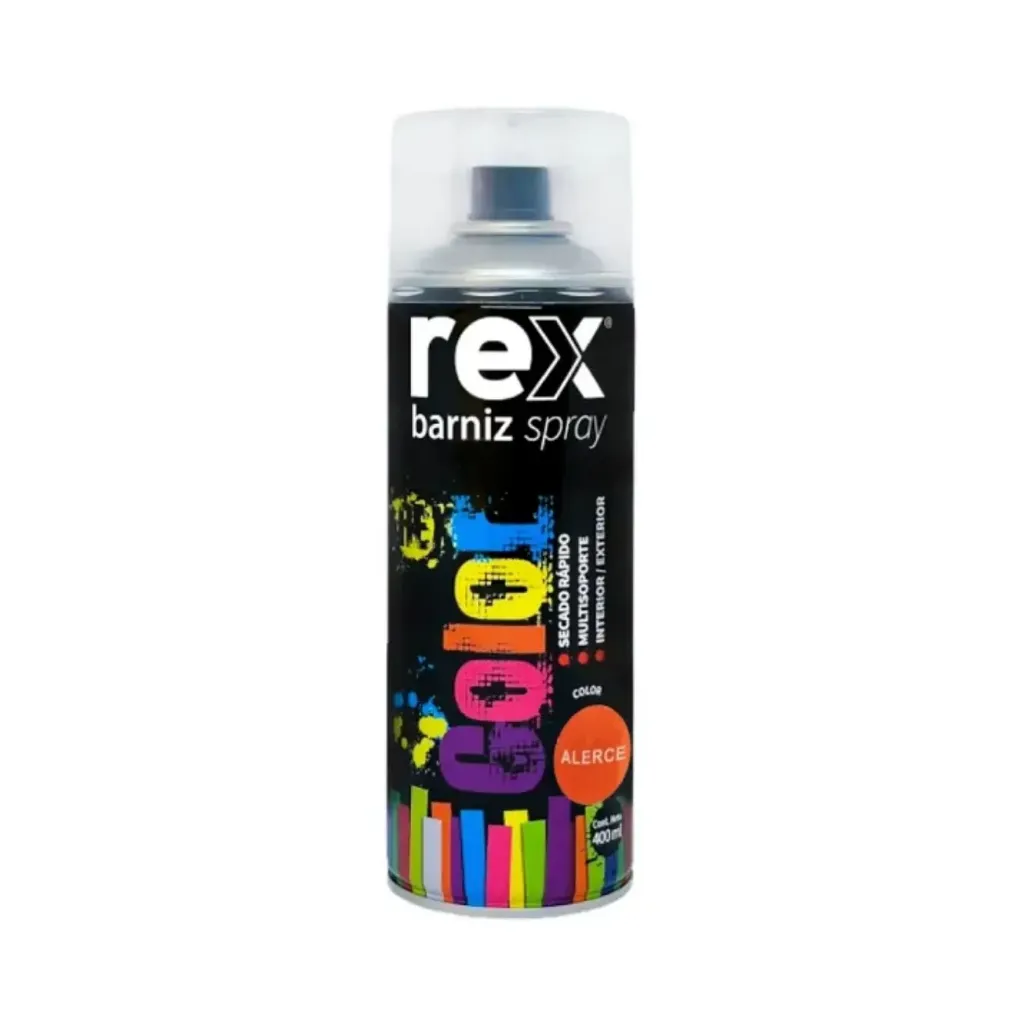 [kit-4633] Caja 6 unidades Pintura spray barniz alerce 400ml - Rex / 60049