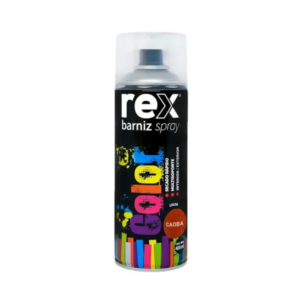[kit-4634] Caja 6 unidades Pintura spray barniz caoba 400ml - Rex / 60050