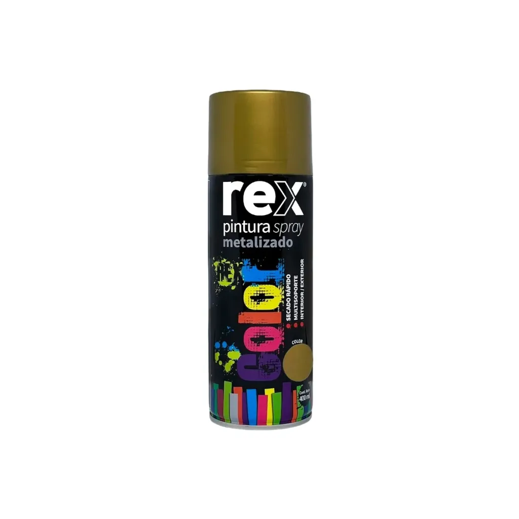 [kit-3800] Caja 6 unidades Pintura spray dorado brillante metalizado 400ml - Rex / 60025