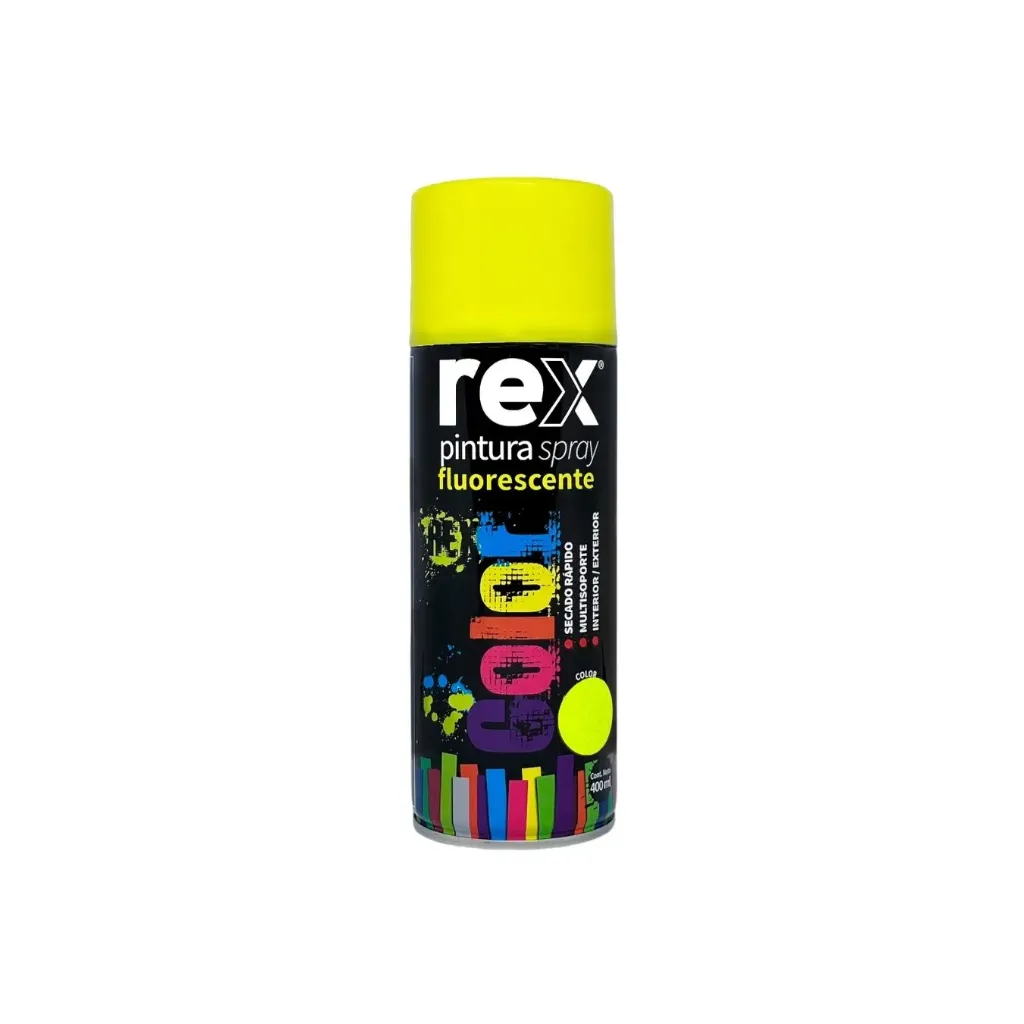 Caja 6 unidades pintura spray fluorescente amarillo 400ml - Rex / 60030