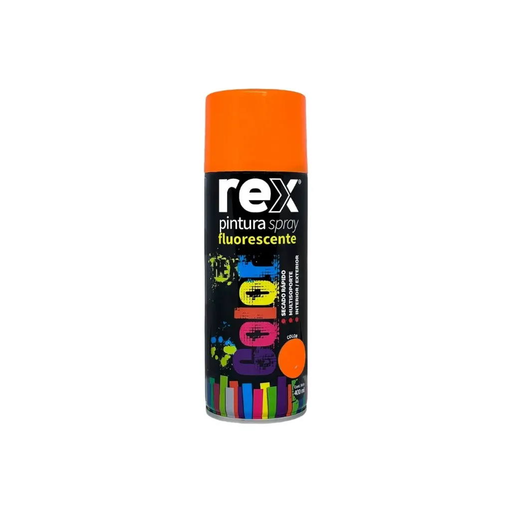 [kit-3803] Caja 6 unidades Pintura spray fluorescente naranjo 400ml - Rex / 60031