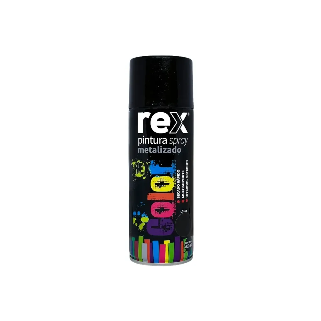 [kit-4363] Caja 6 unidades Pintura spray metalizado negro 400ml - Rex / 60027