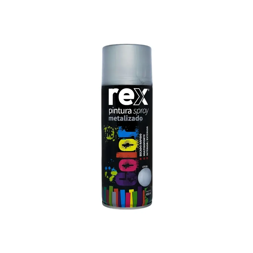 Caja 6 unidades pintura spray metalizado plata 400ml - Rex / 60026