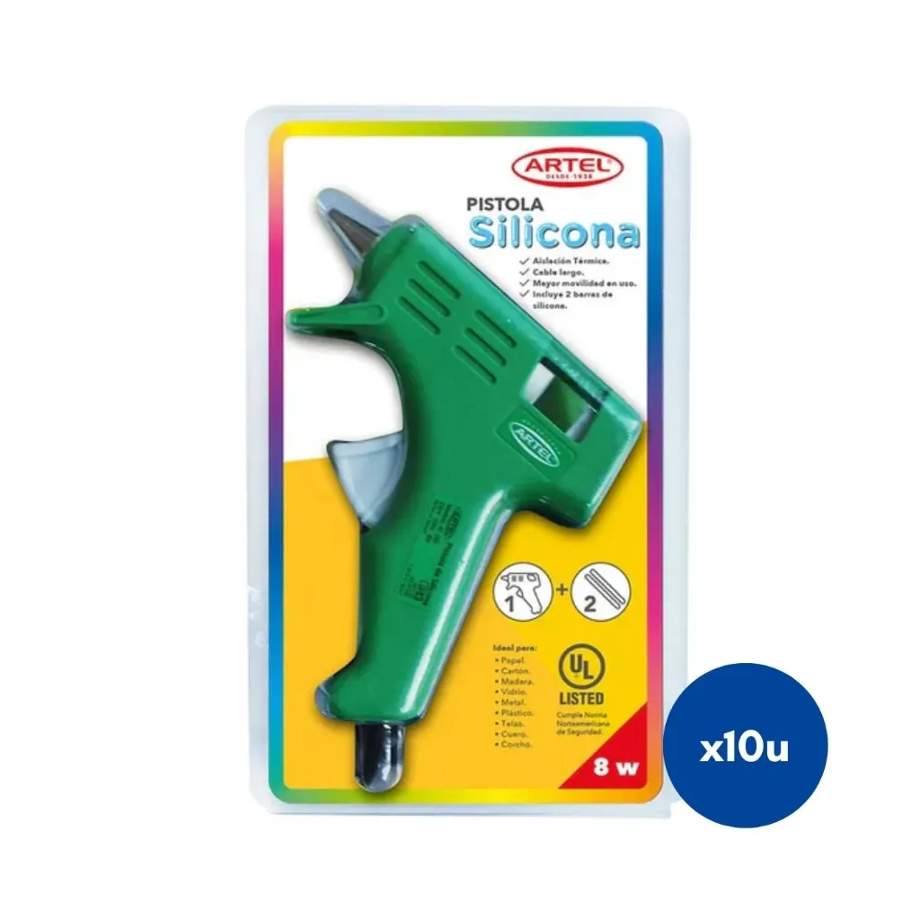 [kit-573] Caja 10 unidades Pistola silicona verde - Artel