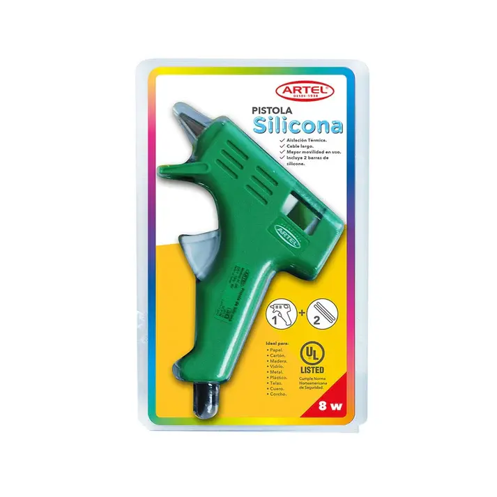 Caja 10 unidades pistola silicona verde - Artel