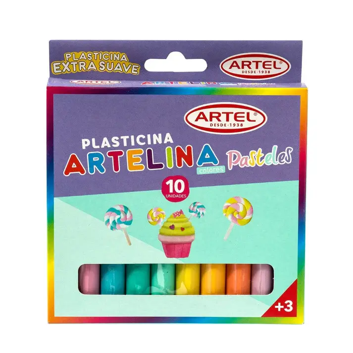[kit-3141] Caja 12 unidades Plasticina pastel 10 colores - Artel