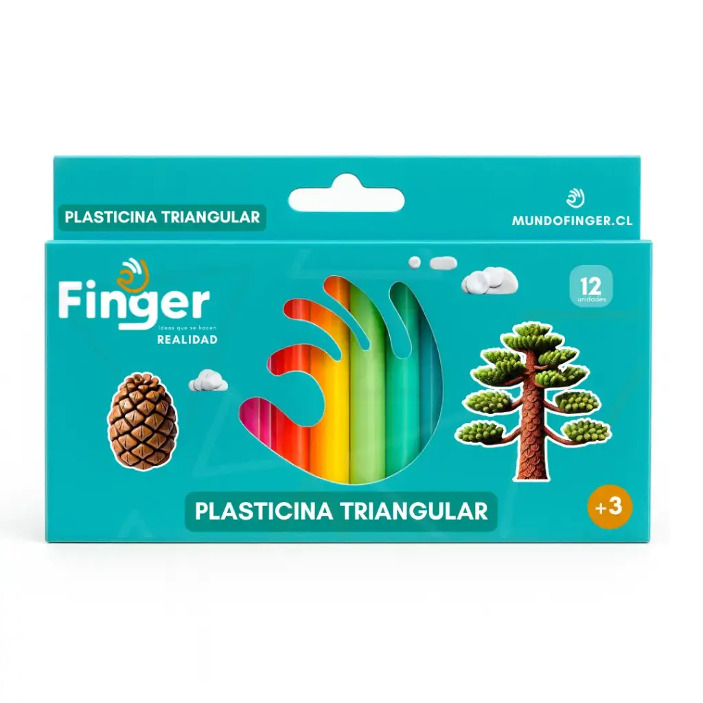 Caja 10 unidades plasticina triangular 12 colores - Finger / AA4113
