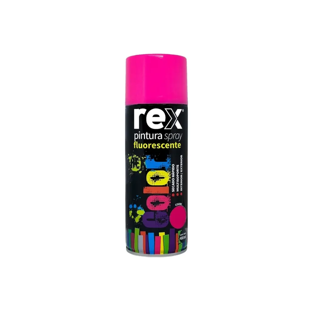 Caja 6 unidades Pintura spray rosado flúor 400ml - Rex / 60032