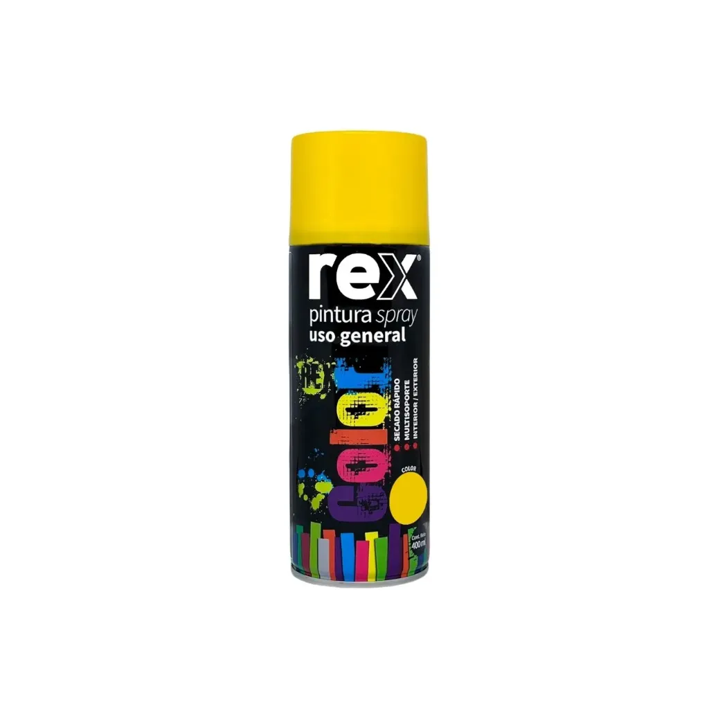 [kit-3794] Caja 6 unidades Pintura spray uso general amarillo 400ml - Rex / 60002