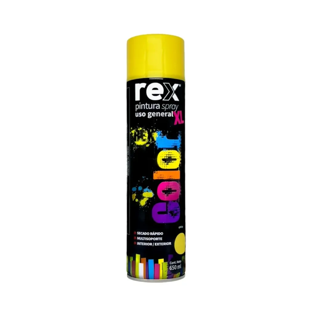 [kit-5133] Caja 12 unidades Pintura spray uso general amarillo brillante 650ml - Rex / 60305