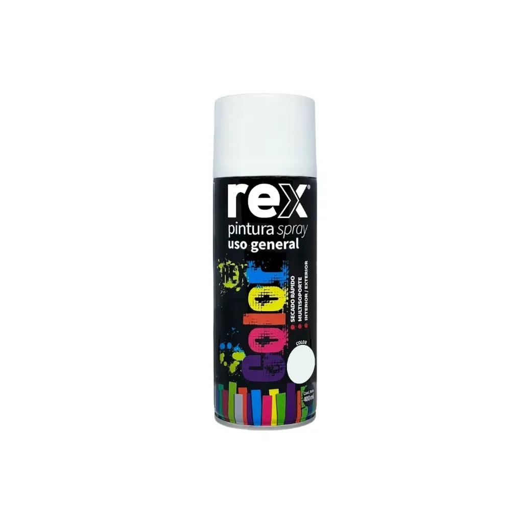 [kit-3791] Caja 6 unidades Pintura spray uso general blanco brillante 400ml - Rex / 60007