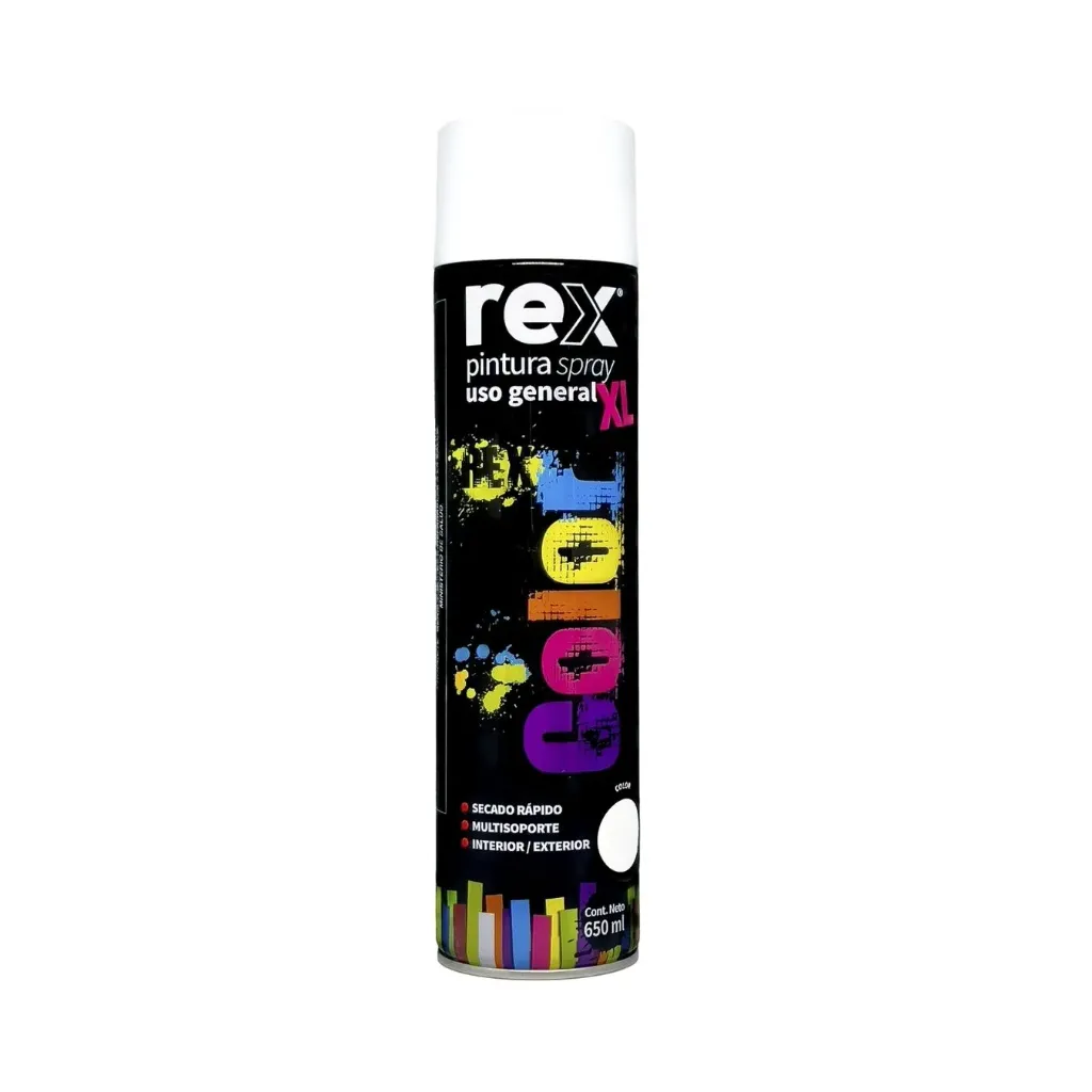Caja 12 unidades pintura spray uso general blanco brillante 650ml - Rex / 60302
