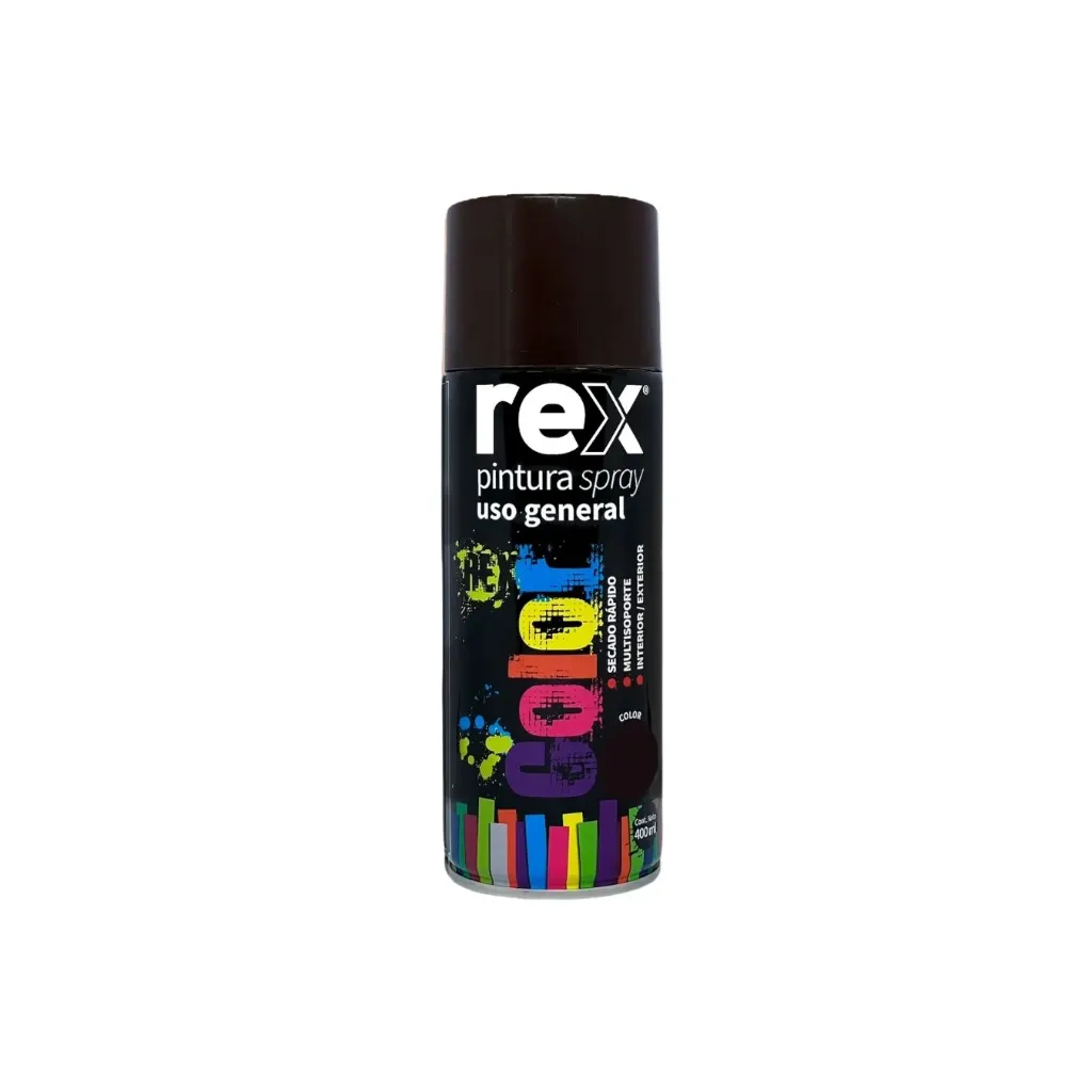 [kit-3790] Caja 6 unidades Pintura spray uso general negro brillante 400ml - Rex / 60014