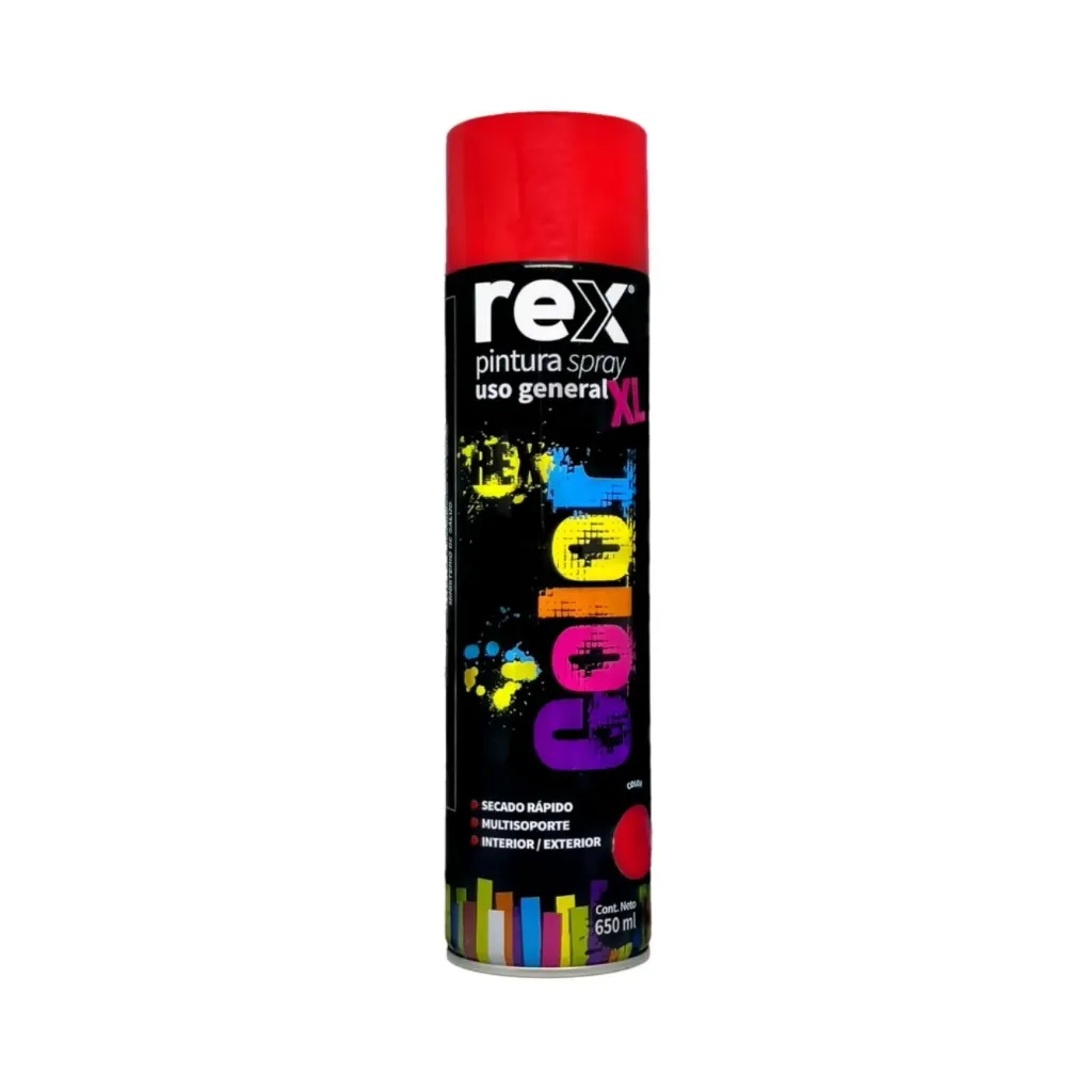 [kit-5134] Caja 12 unidades Pintura spray uso general rojo brillante 650ml - Rex / 60306