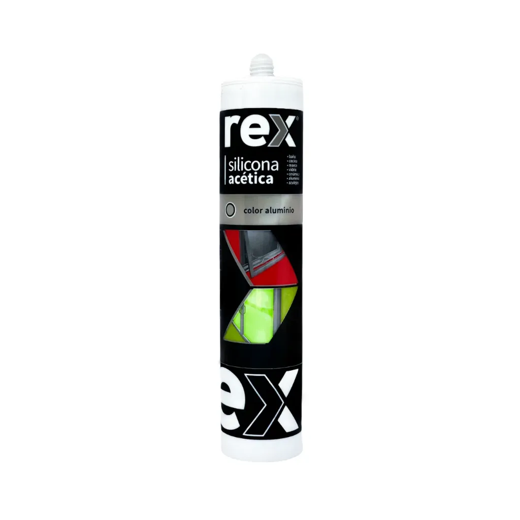 [kit-4370] Caja 12 unidades Silicona acetica aluminio 300cc - Rex / 30364