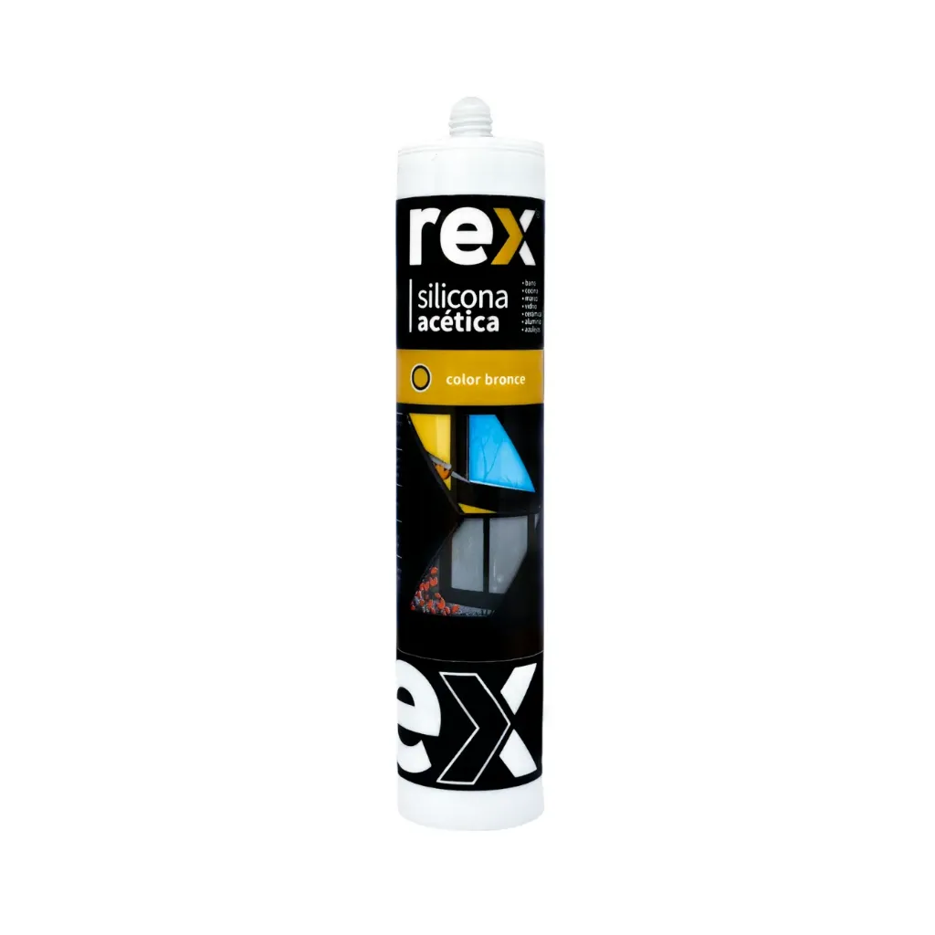 [kit-4371] Caja 12 unidades Silicona acética bronce 300cc - Rex / 30365