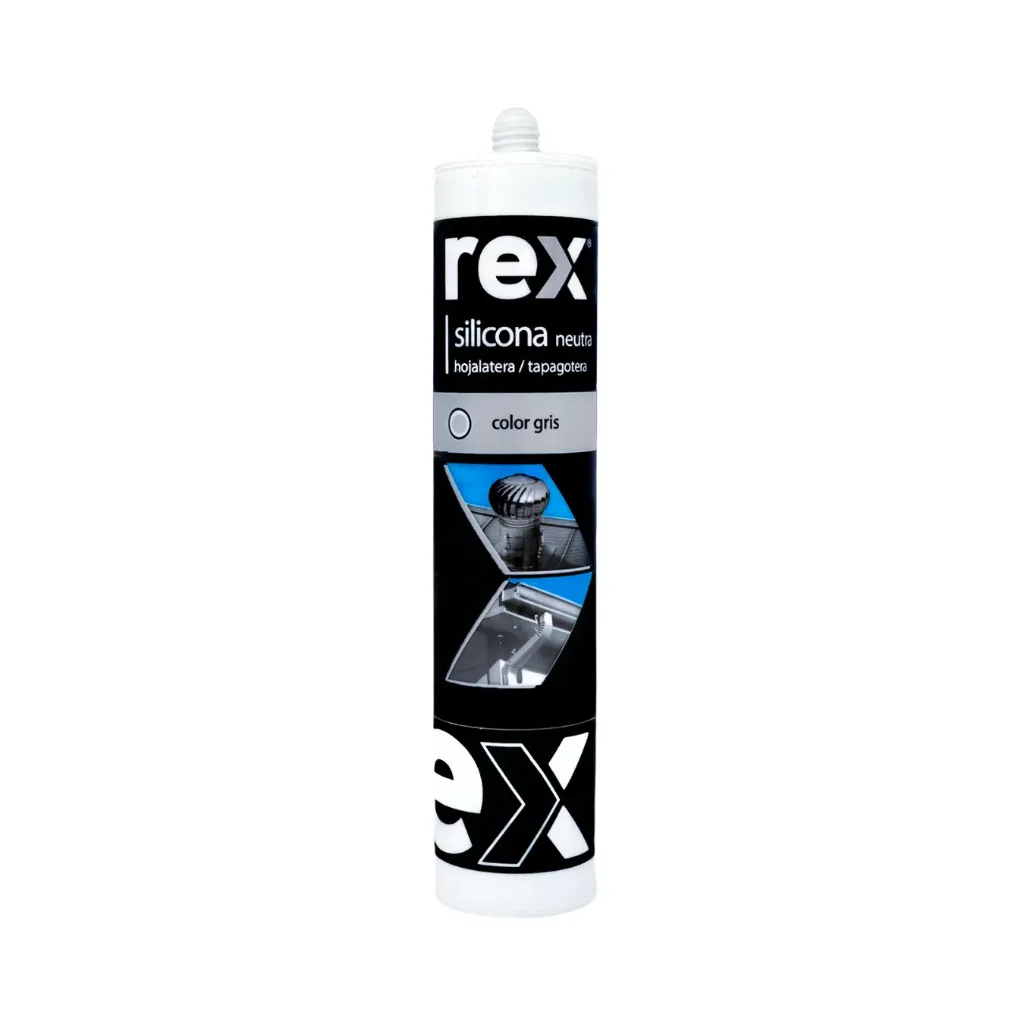 [kit-4374] Caja 12 unidades Silicona neutra gris techo/canal 300cc - Rex / 30360
