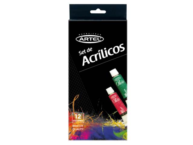 [kit-1540] Caja 6 unidades Arte acrílico 12 colores tubo 12cc - Artel