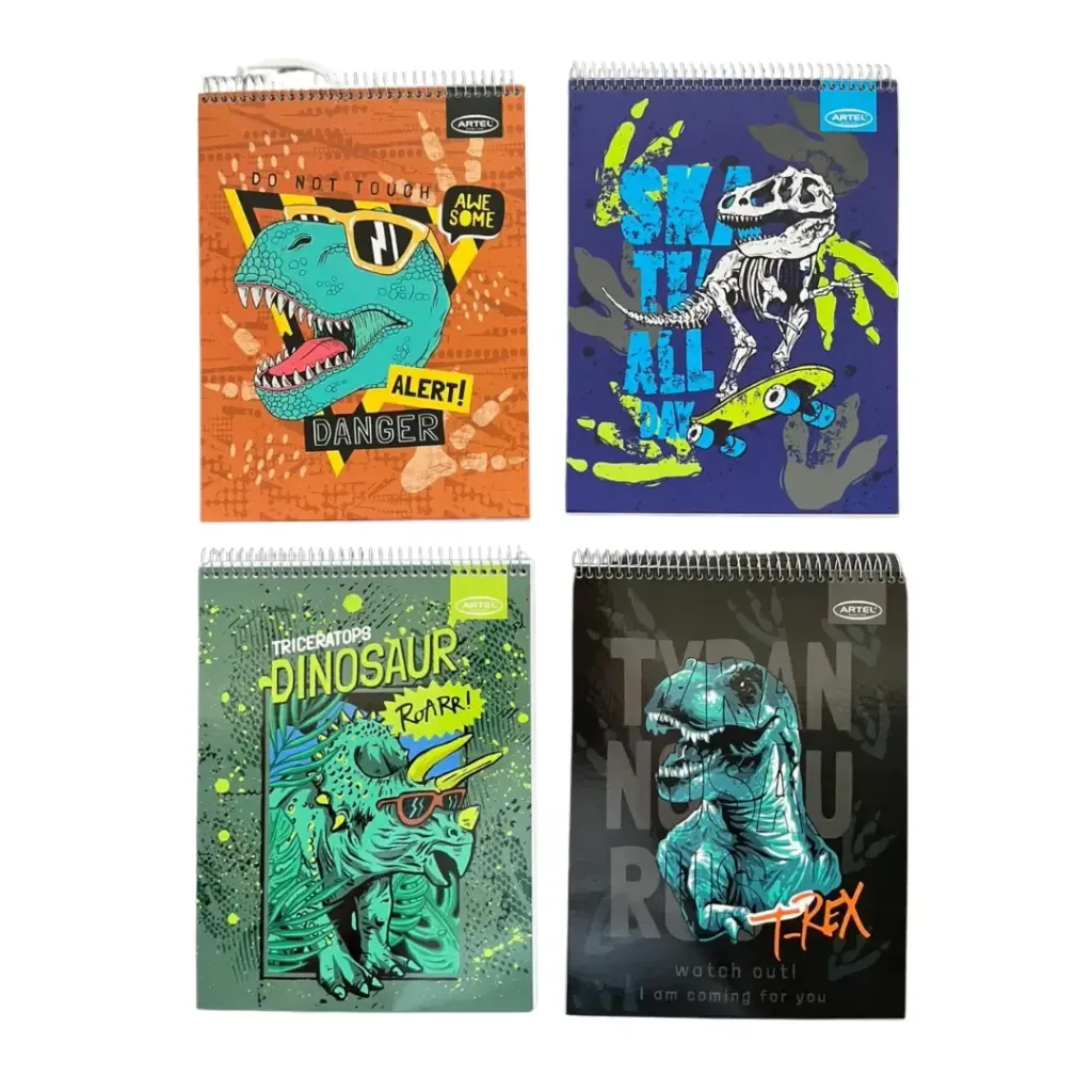 [kit-5214-dinos] Pack 6 unidades Block carta croquera 80 hojas diseño - Artel (dinos)