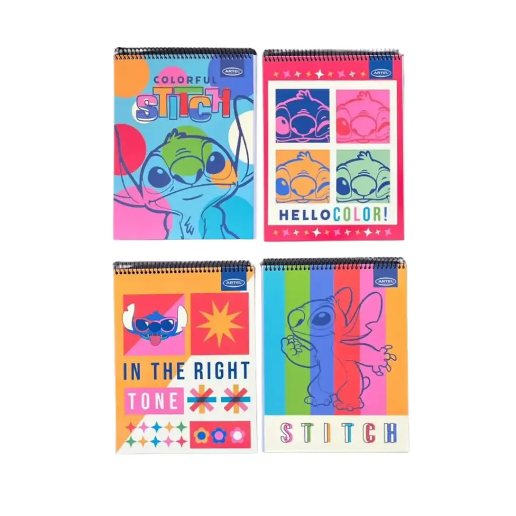 [kit-5215-stitch colores] Pack 6 unidades Block carta croquera 80 hojas diseño Disney - Artel (stitch colores)