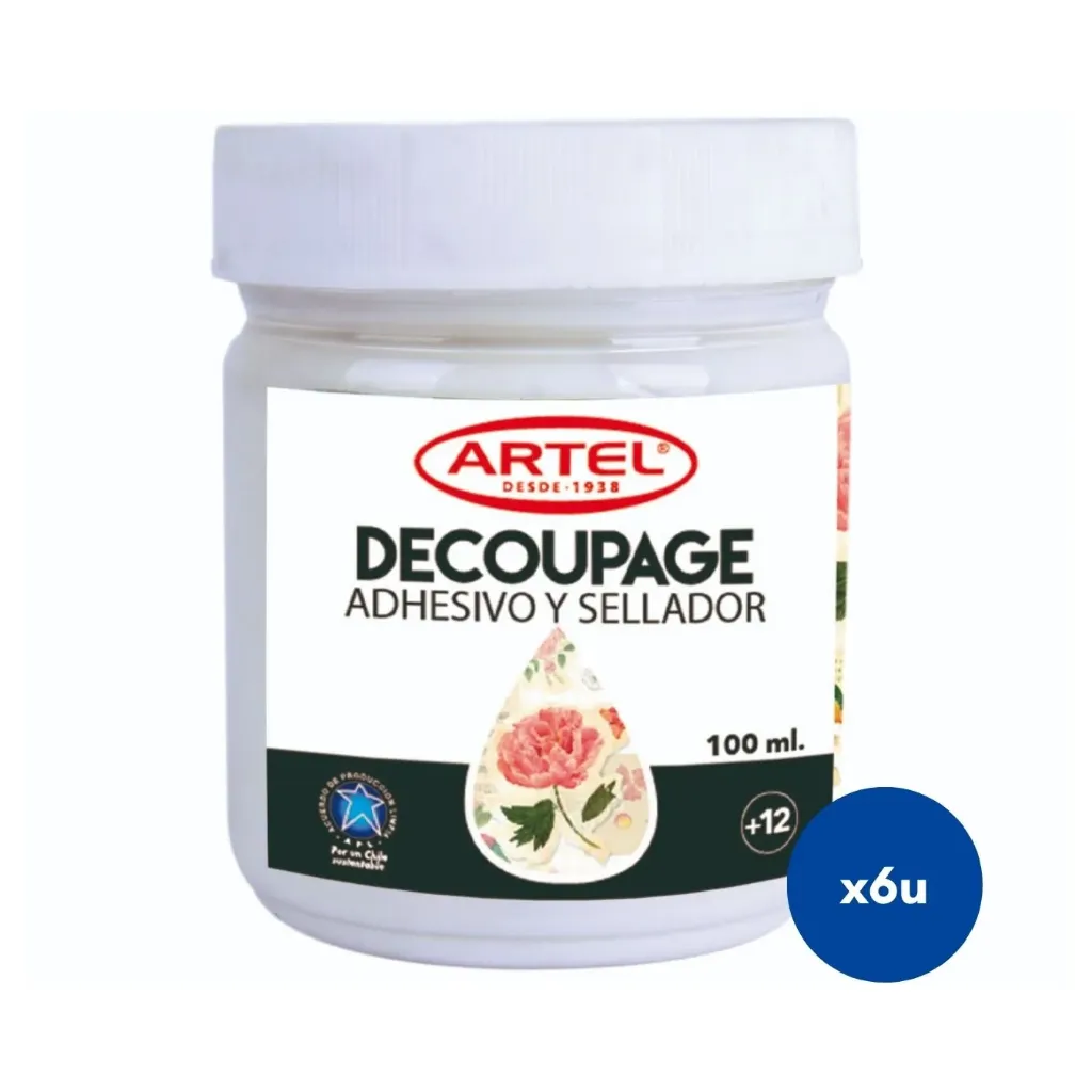 Pack 6 unidades Adhesivo decoupage 100ml textil - Artel