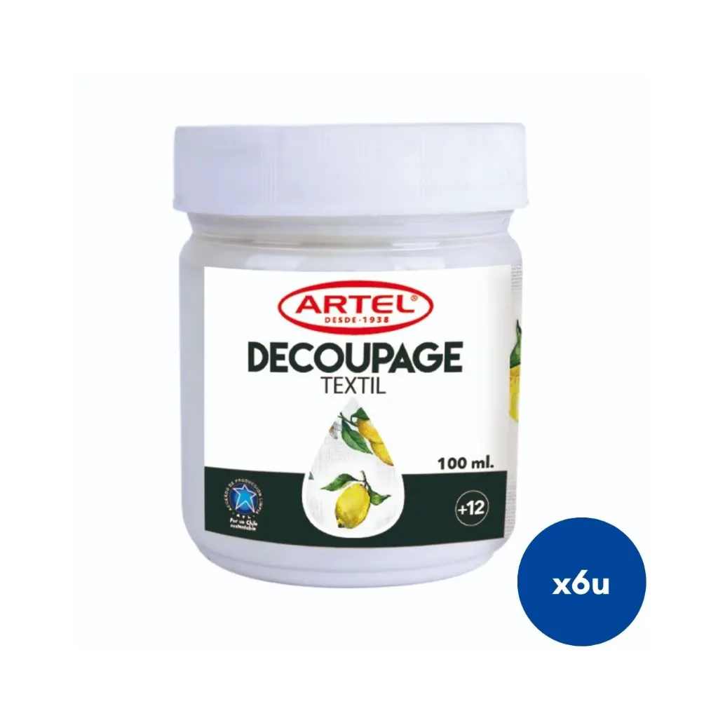 [kit-4207] Pack 6 unidades Adhesivo decoupage 100ml textil - Artel