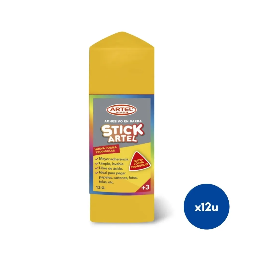 [kit-2453] Caja 12 unidades Adhesivo en barra triangular 12gr - Artel