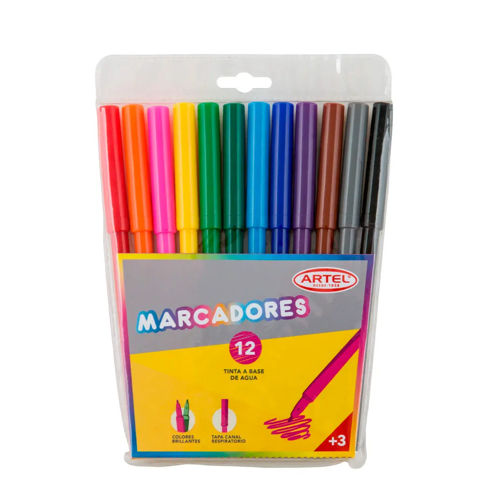 [kit-269] Caja 12 unidades Marcadores punta fina 12 colores - Artel