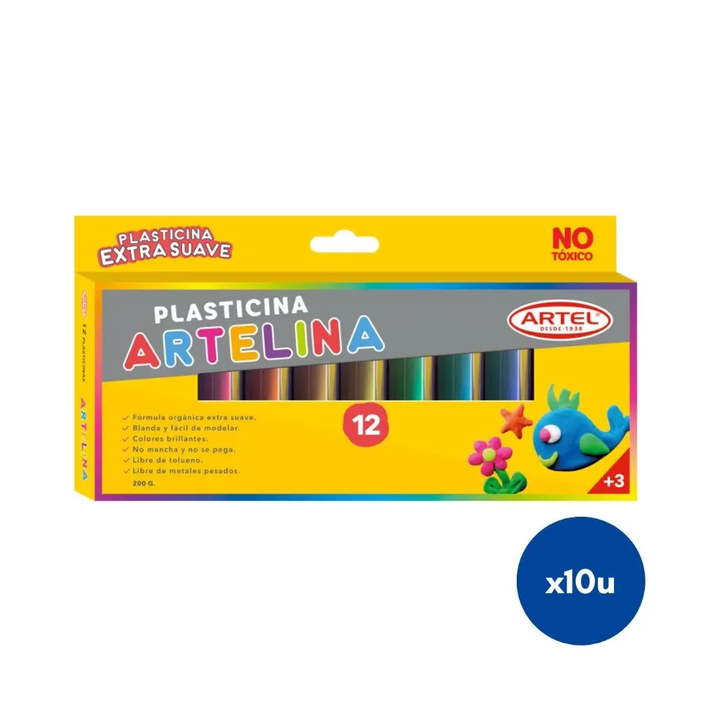 [kit-1486] Caja 10 unidades Plasticina triangular 12 colores - Artel